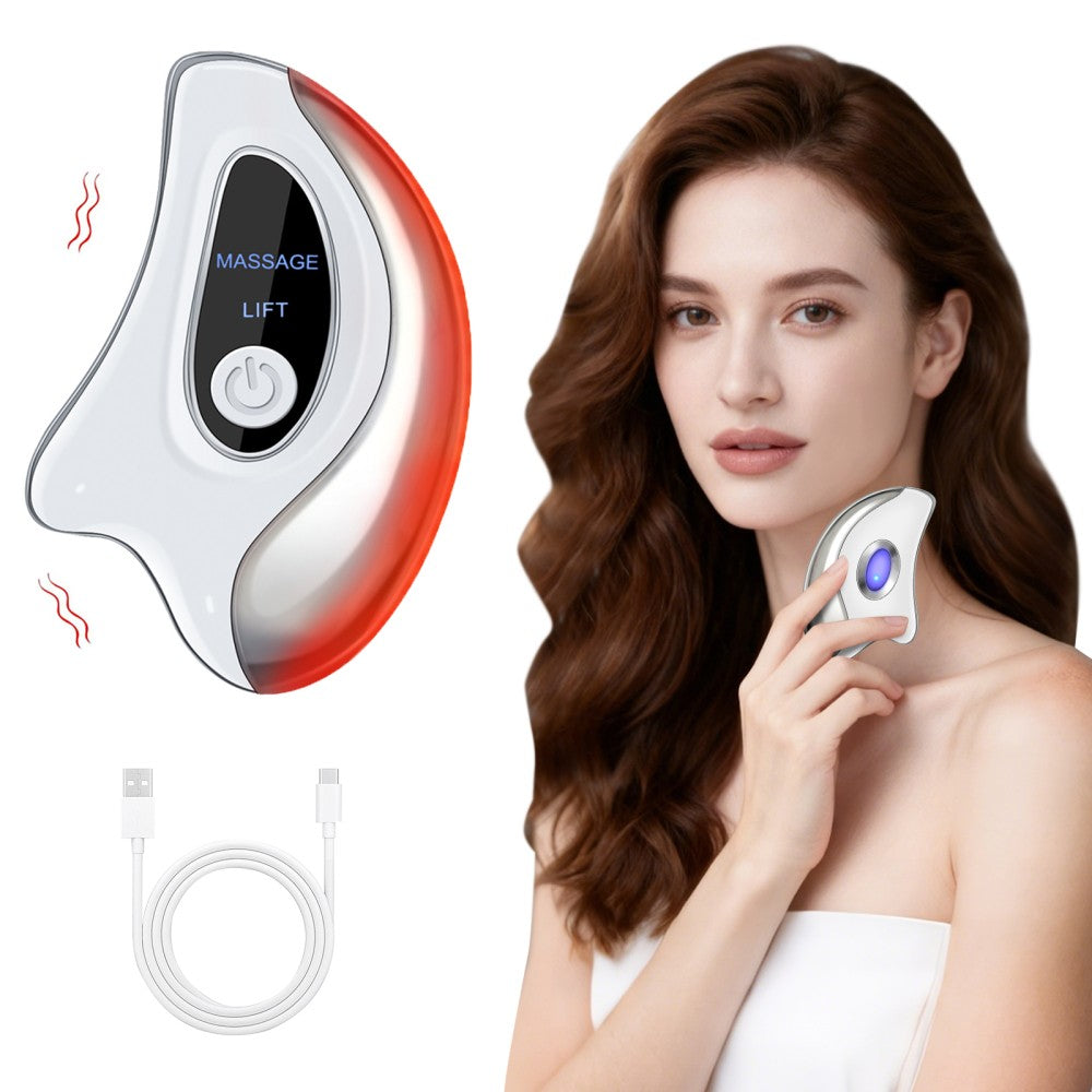 Red Light Electric Gua Sha Device with Heat Vibration Face Neck Lifting Massager