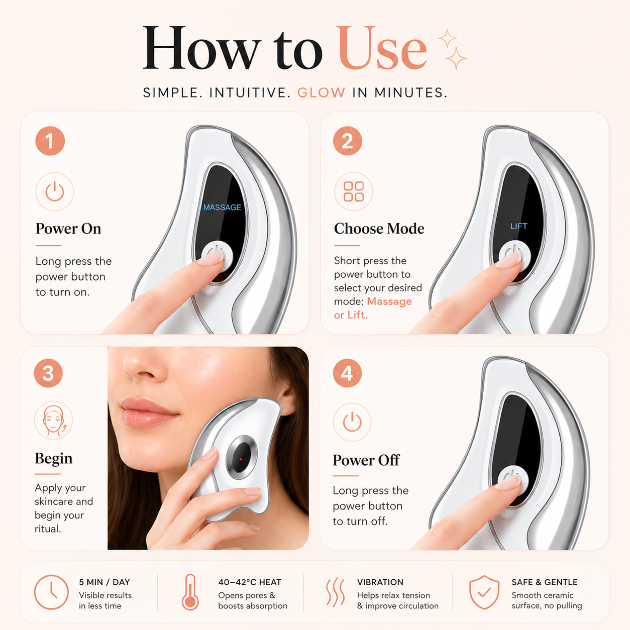 How to use LuAnatella Electric Gua Sha — 3-step morning facial ritual